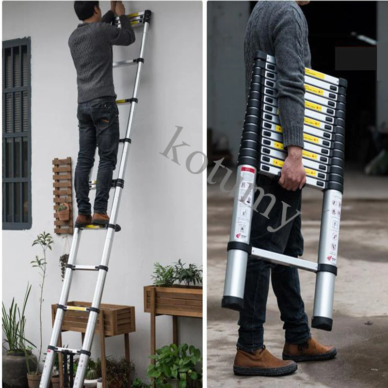 Huishoudelijke Telescopische Ladder Draagbare Verdikte Aluminium Ladders Engineering Buiten Vouwladder