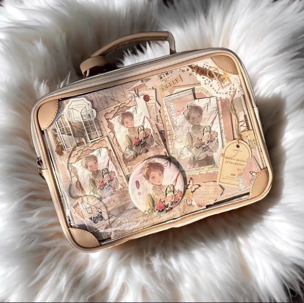 Harajuku خمر الصلبة Ita حقيبة المرأة واسعة متعددة جيب متعددة الوظائف حقيبة كروسبودي السيدات بولي Leather الجلود حقيبة يد مربعة Y2k