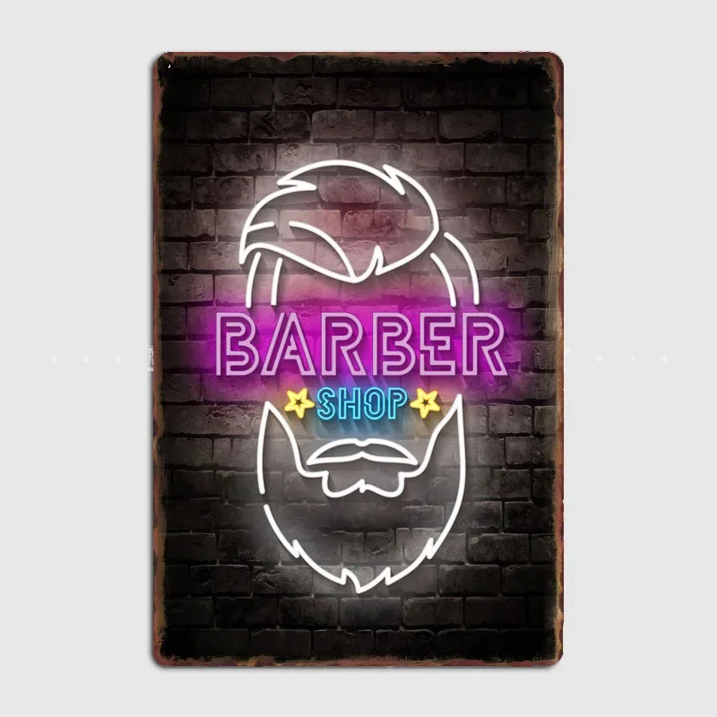 

Barber Shop Neon Metal Sign PosterRetro Metal Poster Pub Sign Garage Club Bar Indoor Wall Room Decoration Home Decor