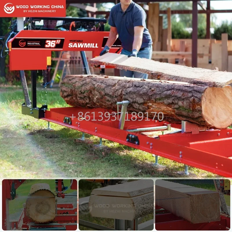 Cheap SW36 26 Industrial Electric Diesel Wood Cutting Bandsaw Horizontal Band Saw Mill Mobile Portable Sawmill