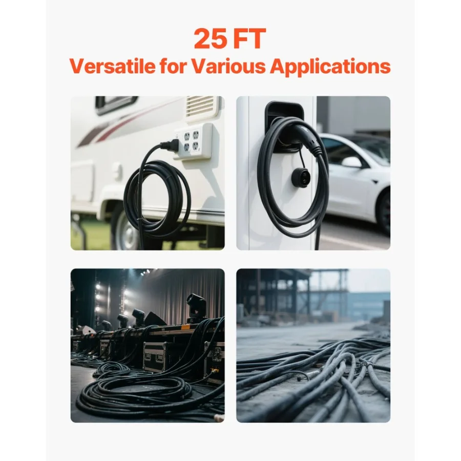 Cavo di alimentazione elettrico premium da 25 piedi 6AWG Cavo di prolunga per esterni Filo di rame