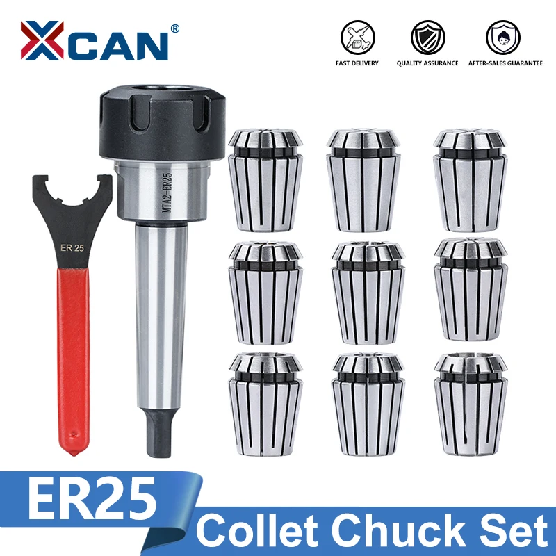 XCAN Tool Holder ER25 Spring Clamps Collet Chuck Holder MTA2 MTA3 MTA4 Morse Taper Holder UM Wrench for CNC Milling Lathe Tool