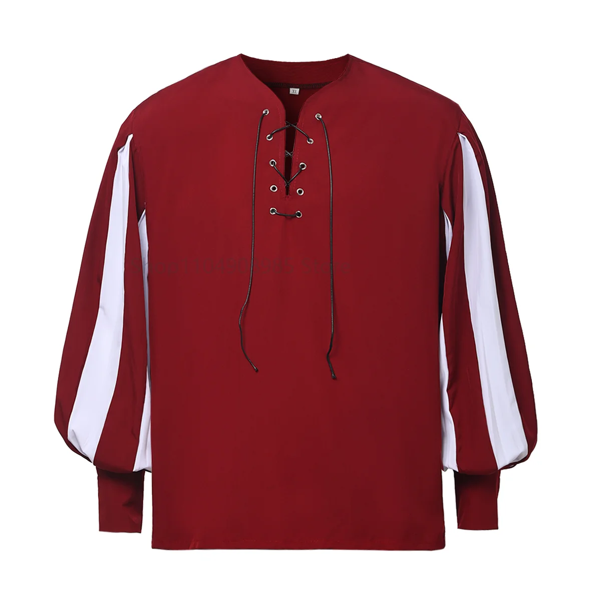 

Medieval Shirt Men Vintage Pirate Shirts Striped Sleeve Larp Pirate Adult Halloween Lace Up Tops Renaissance Outfit