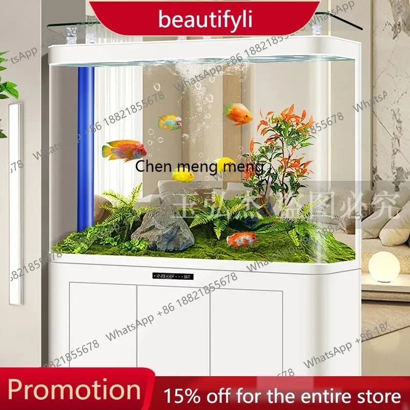 

Q181 Integrated bottom filter fish tank, medium and large water-free ecological goldfish tank in the , against the wall aquariu