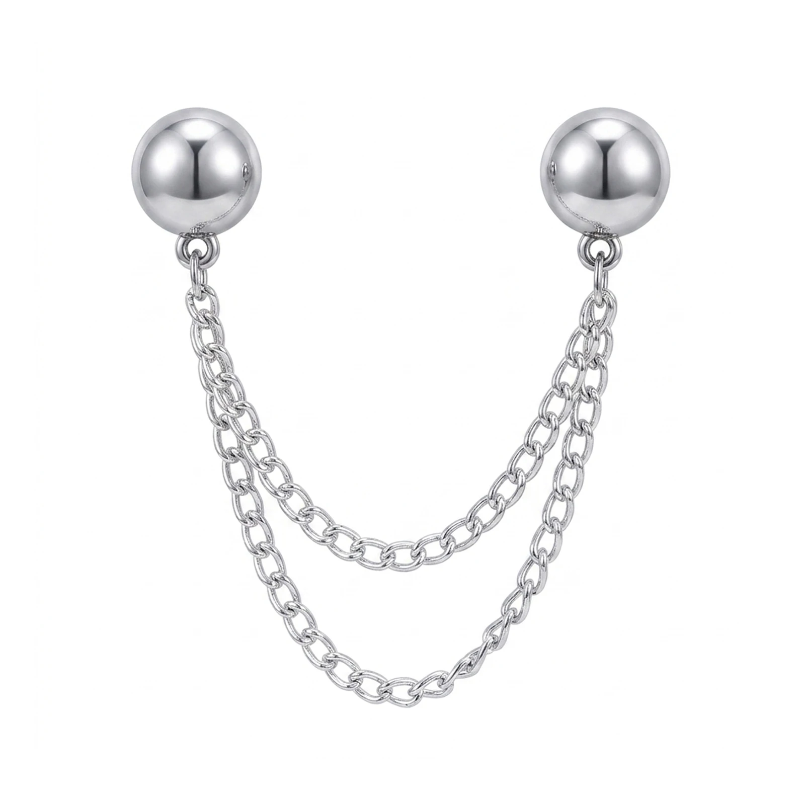 Magnetic Pants Cuff Fastener Silver Ball-Chain 8.5mm One Hand Fastening Invisible Adjuster for Men Travel Office