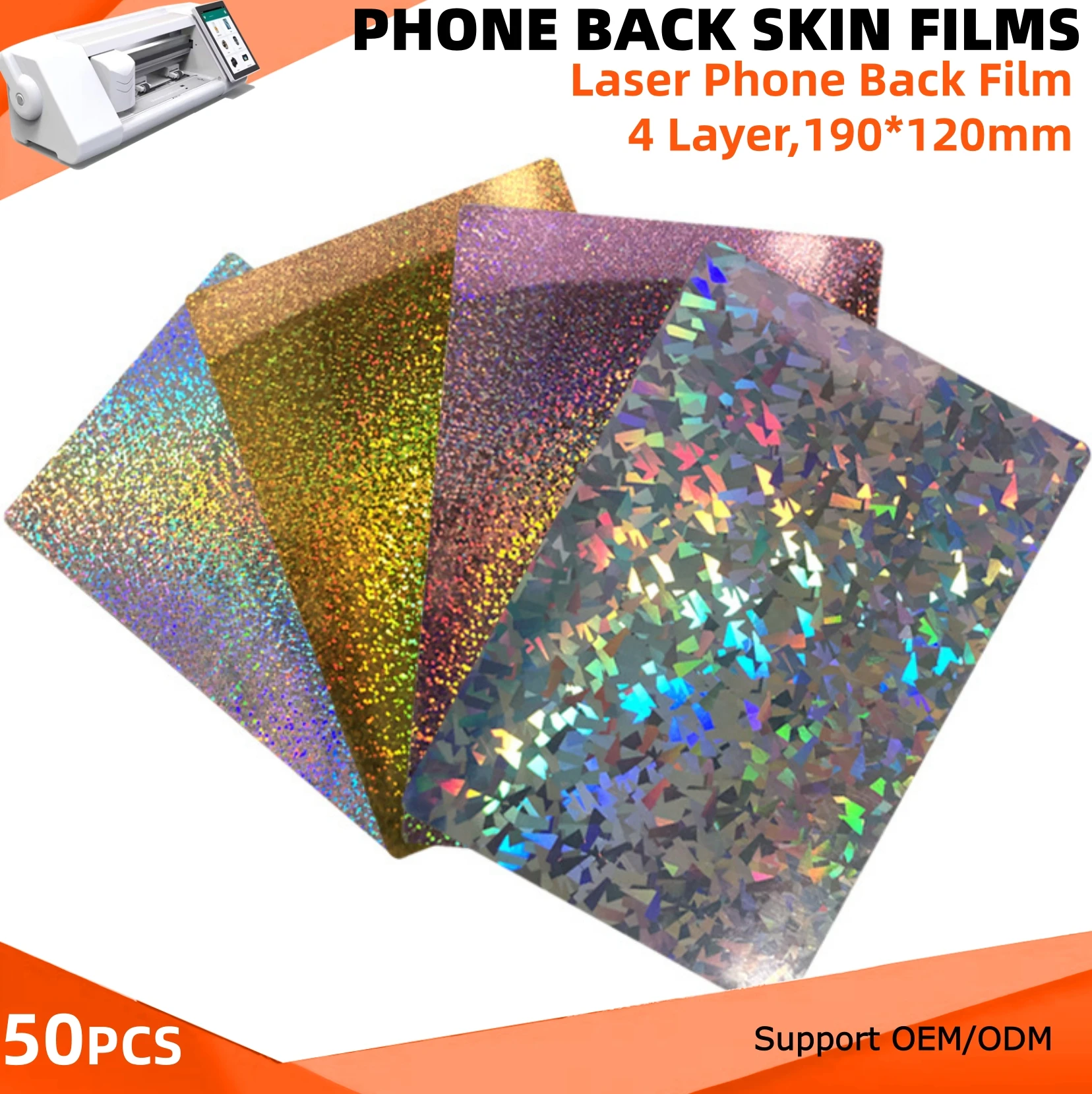 

50pcs Transparent Laser Dots Mobile Phone Back Films for Cutting Machine Mobile Cover Screen Protector Decorative Stickers DIY