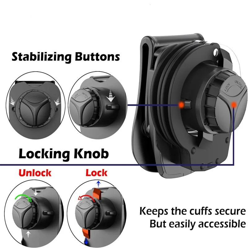 Hunting Handcuff Case Locking Knob Handcuff Holder for Duty Belt Law Enforcement Gear Security Guard Equipment for Vest Uniform