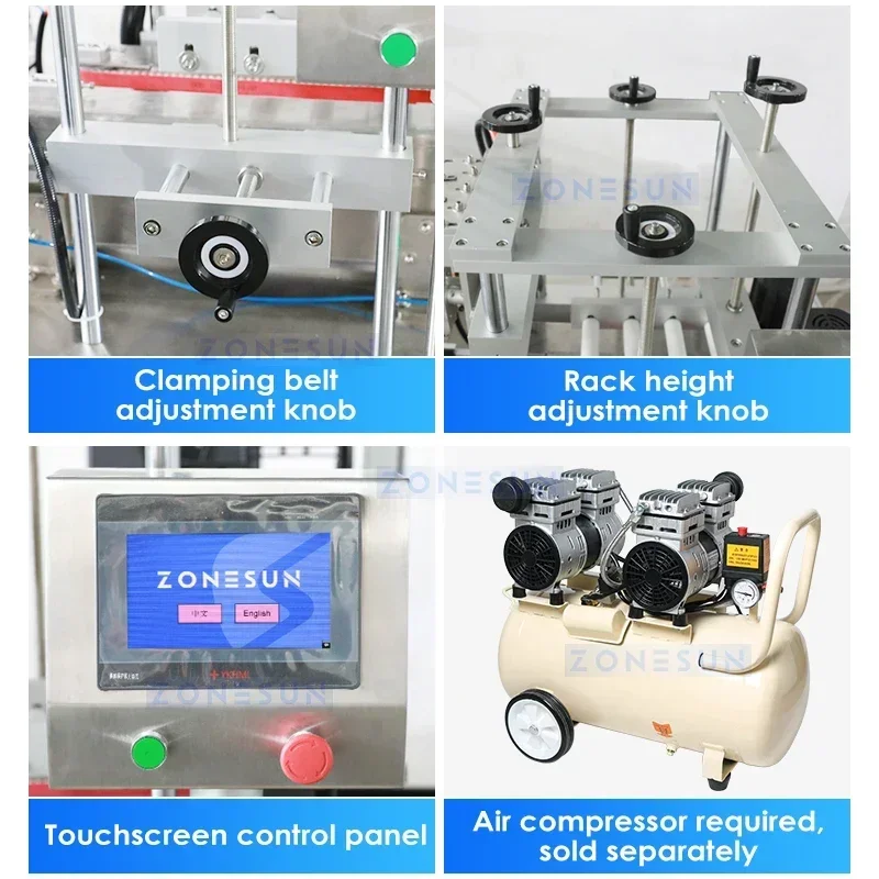 Zonesun ZS-VTYG01 máquina automática de prensagem de tampa de balde de embalagem de alimentos com alimentador de tampa de garrafa máquina de selagem