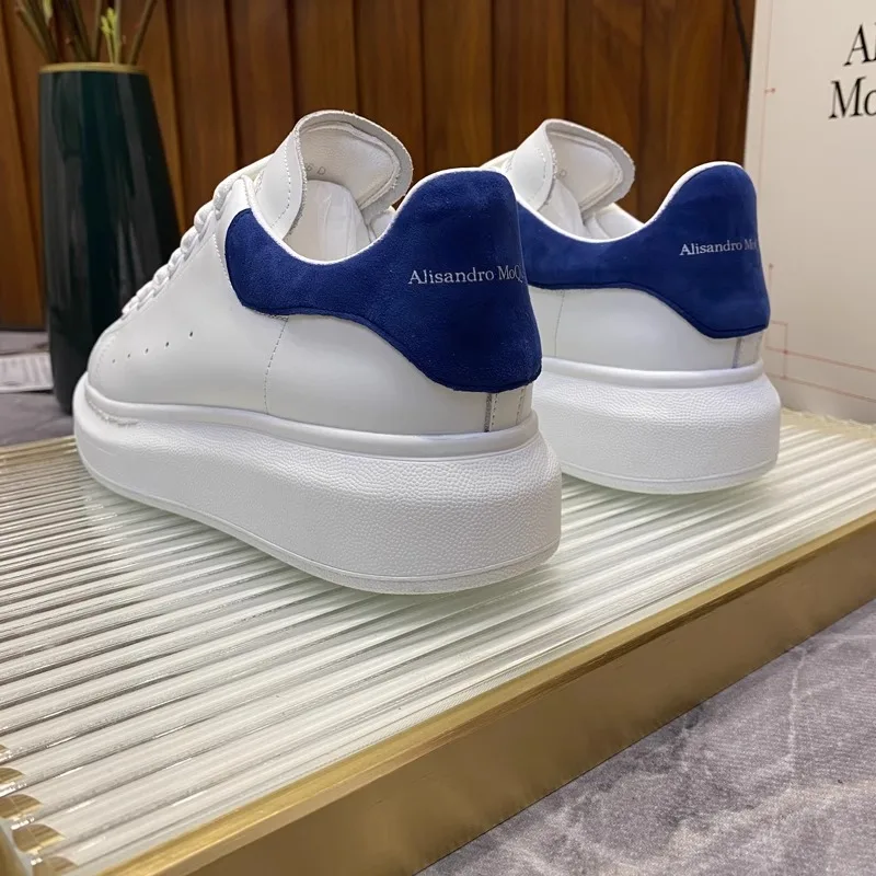 

Fashion Men Casual Shoes Calf Leather Oversize White Platform Sneakers Round-toed Trainers Man Flat Loafers Business Footwear