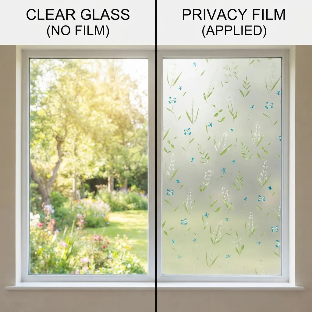 Frosted Botanical Self-Adhesive Window Film 96% Waterproof Scratch-Resistant UV Protection Privacy Glass Sticker for Home Decor