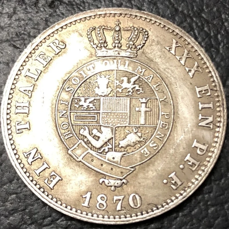 نسخ عملة معدنية مطلية بالفضة ، دوشيه كبير من Mecklenburg-strelrix ، 1 ثلر ، 1870