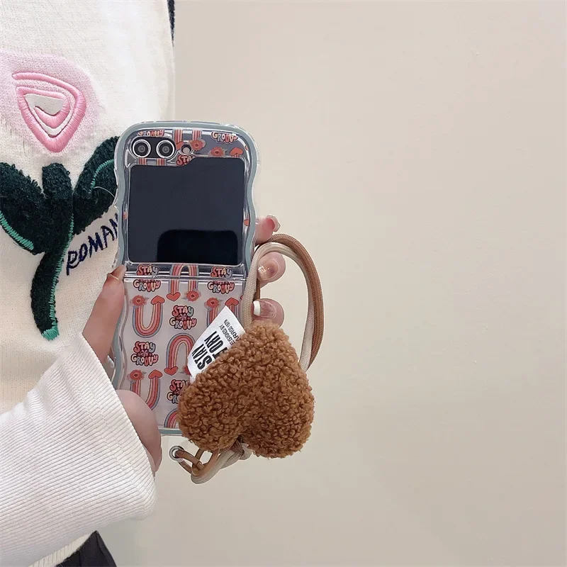เคสโทรศัพท์หัวใจหรูหราสำหรับ Samsung Galaxy Z Z flip 6 5 4 3ฝาครอบป้องกันด้านหลังสำหรับ ZFlip4 ZFlip5 ZFlip6เคสเปลือก