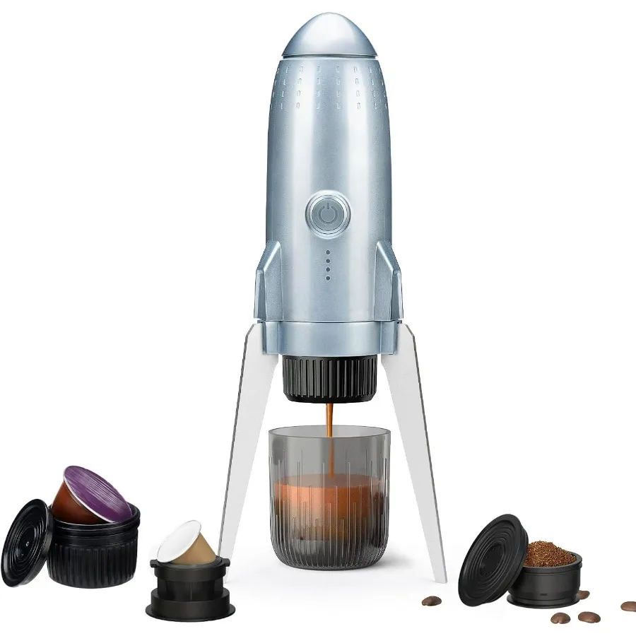 3 in 1 Portable Electric Espresso Machine On the Go with Detachable Coffee Stand, Car Coffee Maker Self-Heating with USB-C, For