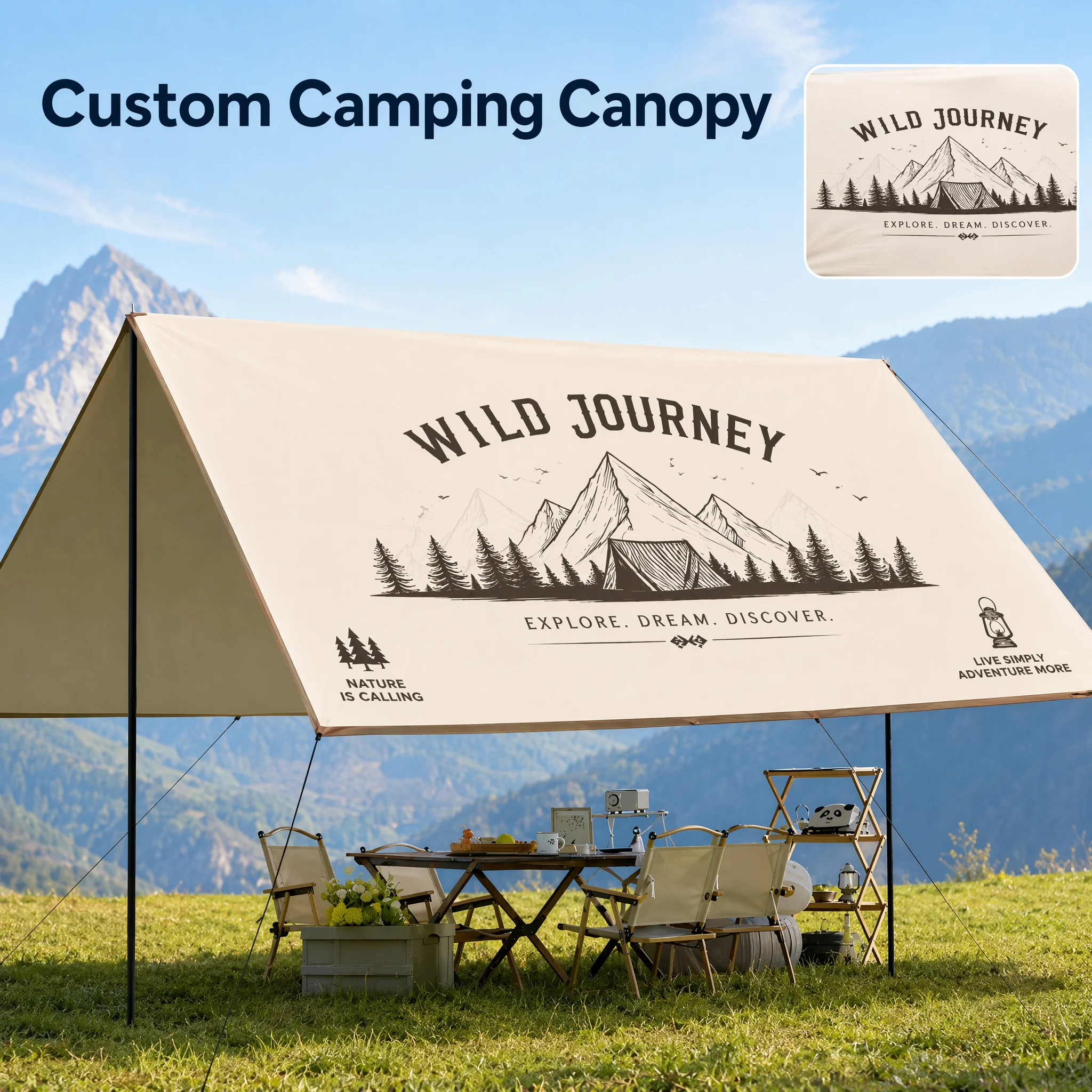 Personalized Camping Canopy Tent Custom Printed Outdoor Shelter Waterproof Sunshade Awning for Picnic Party Wedding Decoration