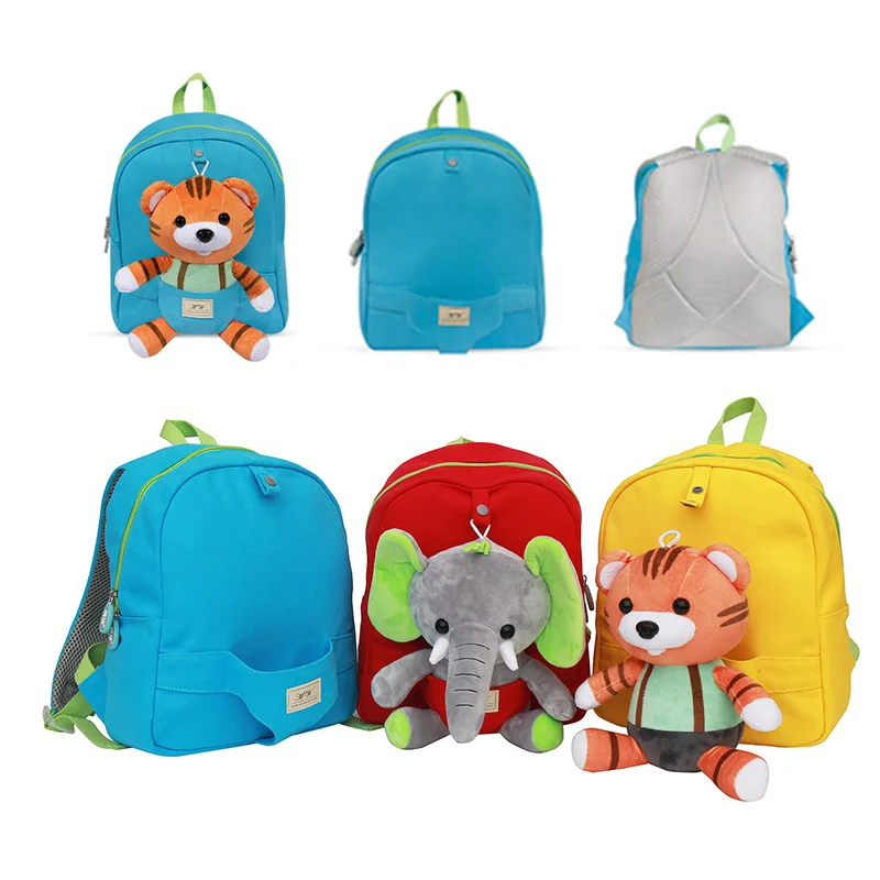 MAN WA Children's Backpack, Cute And Detachable Tiger Elephant Doll Backpack, Boys' And Girls' Backpack, Kindergarten Backpack