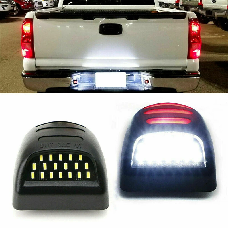 2 LED License Plate Light Red DRL Tube For Chevy Silverado GMC Sierra 1500 2500 Car Accessories