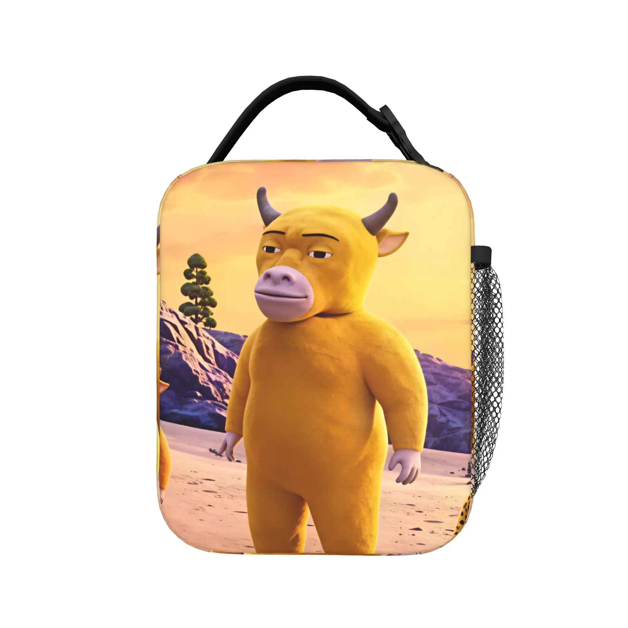 Funny Niu Lai Cow Lunch Bag  Cute Lunch Box School Convenient Tote Food Bags For Child Oxford Graphic Design Cooler Bag