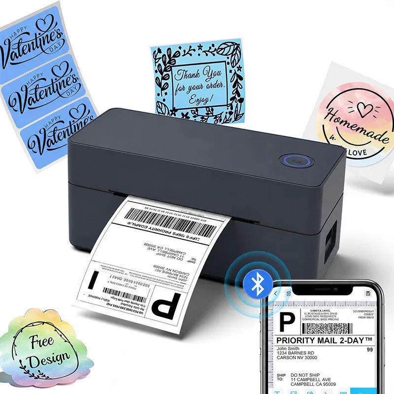 4-inch USB Bluetooth thermal printer wireless express waybill shipping label printer compatible with Android iOS Windows Mac