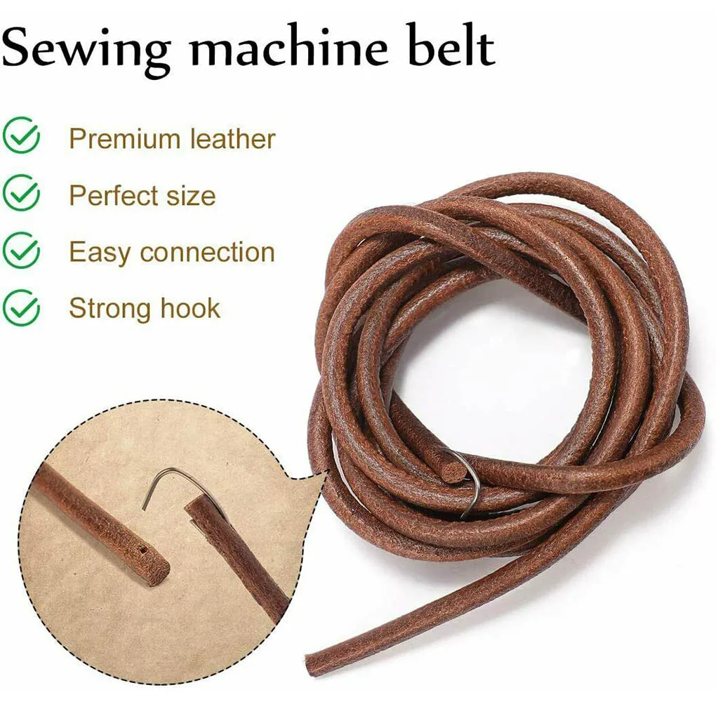 2Pcs Sewing Machine Leather Belt Household Treadle Belt Retro Fashion Machine Accessories Adjustable Strong Tensile Resistance