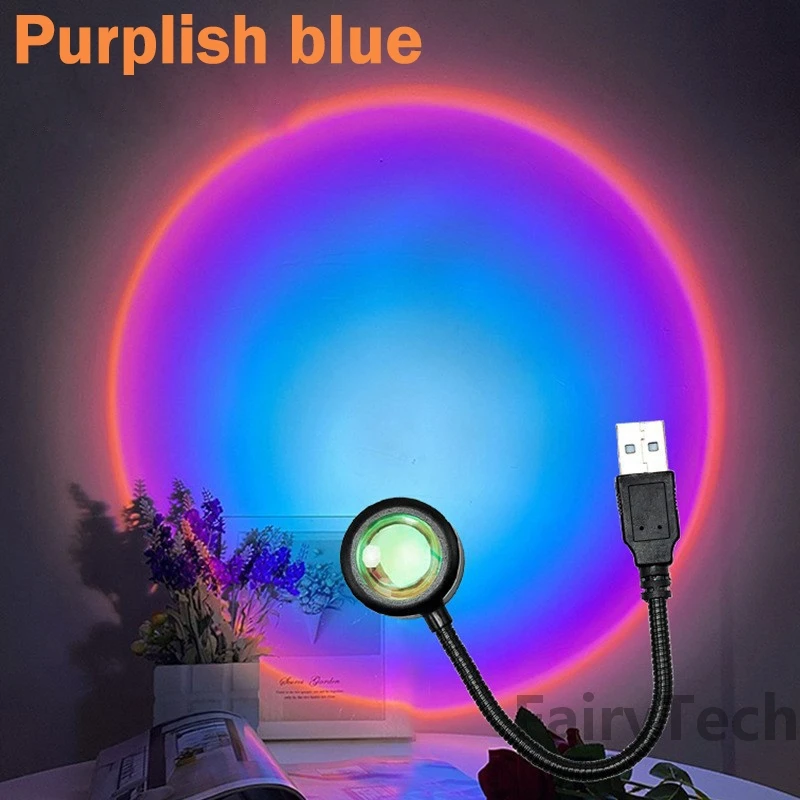 Led USB Sunset Car Roof Lamp Projector Home Decor Night Light Portable Mood Light For Bedroom Living Room Wall Neon Lights