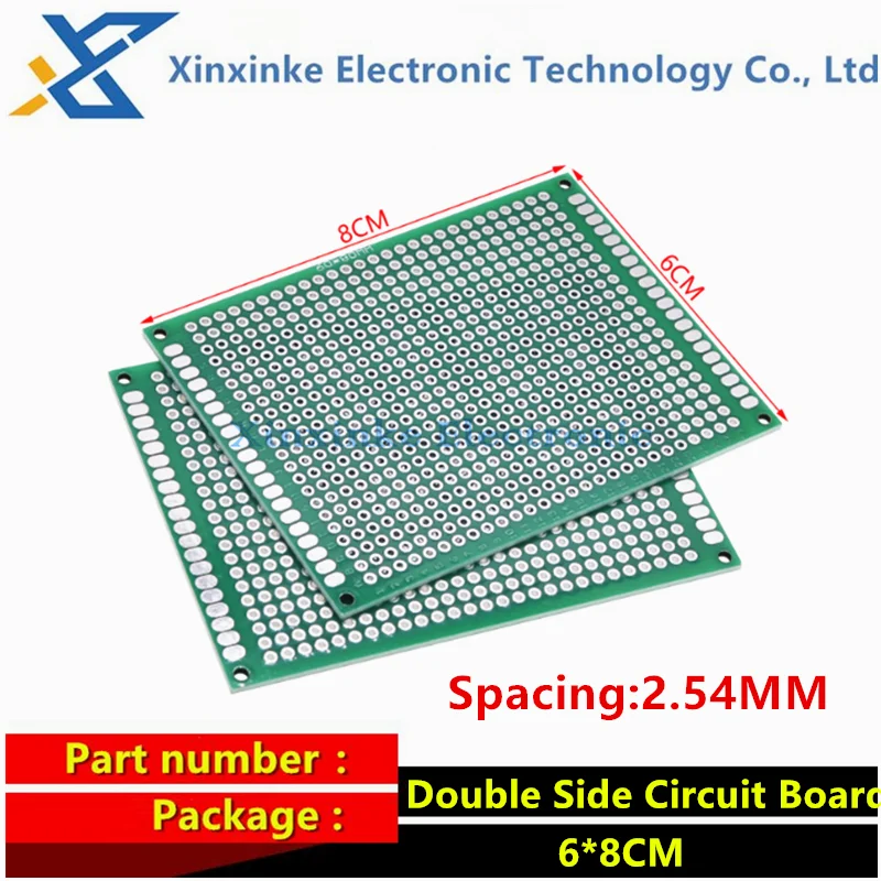 10PCS 6*8CM 6x8cm Dubbelzijdig PCD Prototype PCB DIY Universele Printplaat 2.54MM diy Onderdelen Gat Board Circuit Test