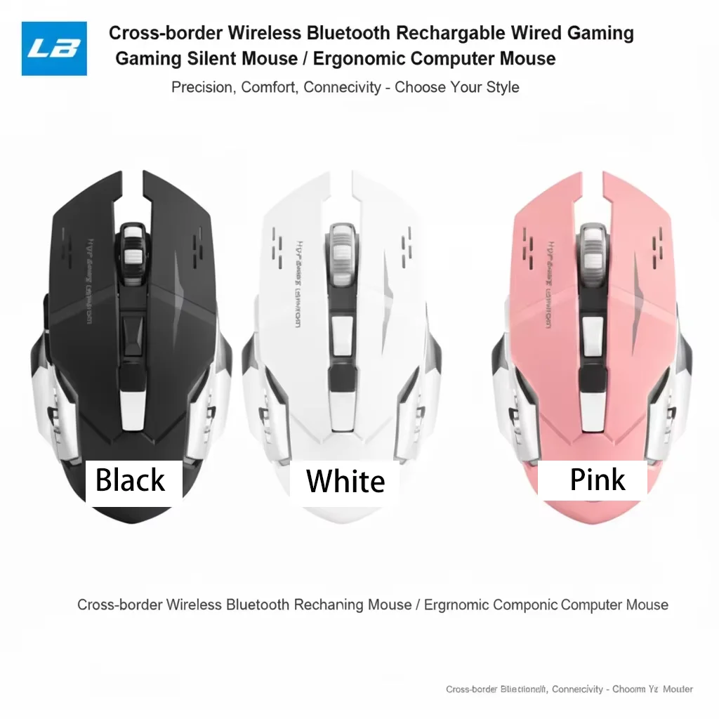 Kabellose/kabelgebundene 2.4G RGB-Hintergrundbeleuchtete Maus mit mechanischem Tastenanschlag, einstellbarer DPI, wiederaufladbare ergonomische Gaming-Maus für PC, Computer, Laptop – Detail 1
