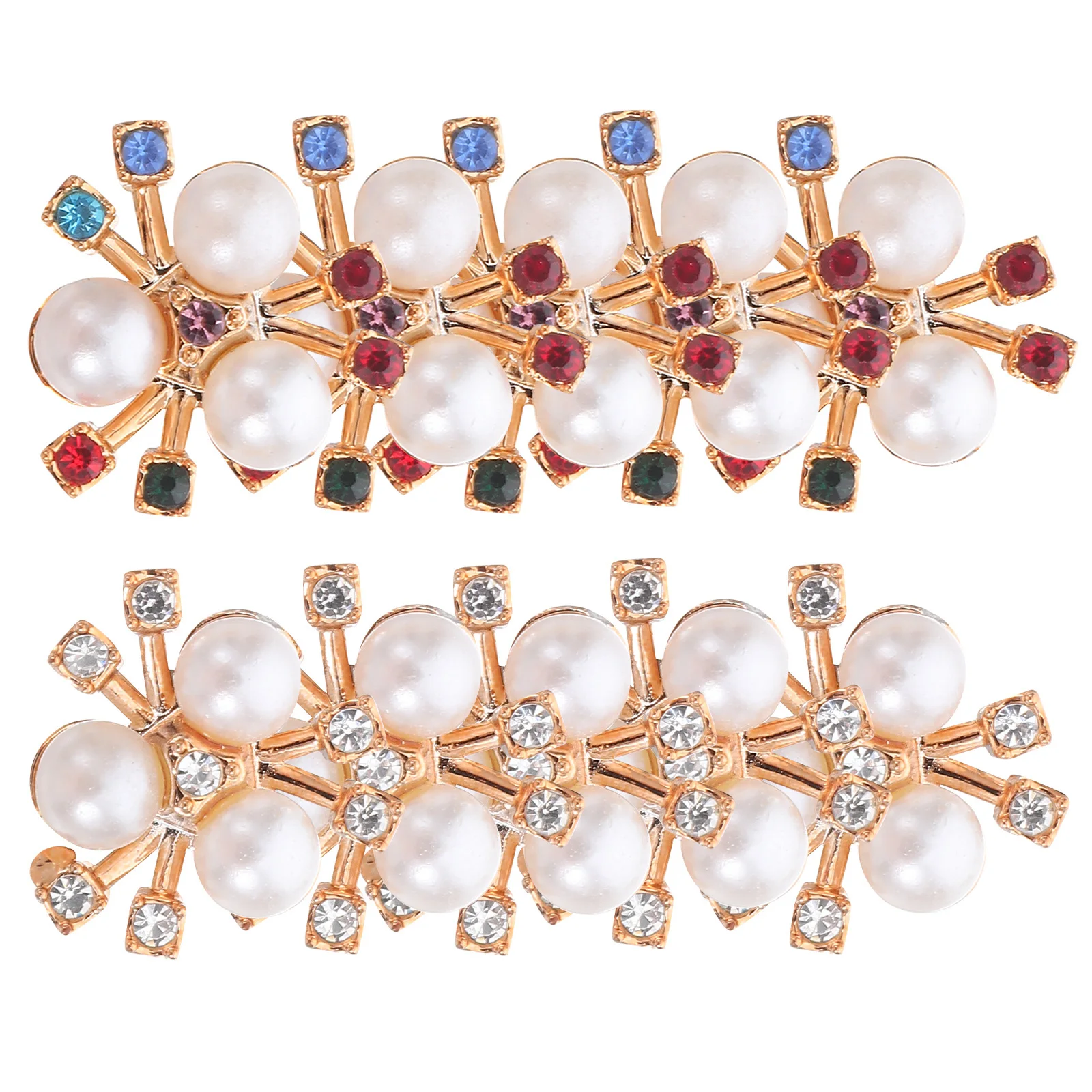 

200Pcs Pearl Rhinestone Flower Buttons Decorative Flatback Sewing Buttons for DIY Crafts Wedding Hair Accessories