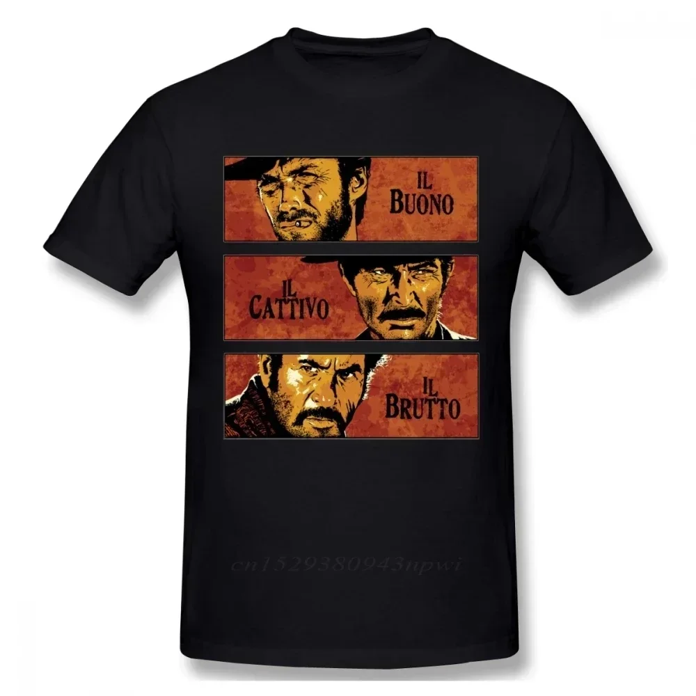 Fashion Men and Kids Clothing The Good The Bad and Ugly Print T Shirt for Male Il Buono Brutto Cattivo Tops Commuter Casual Tees