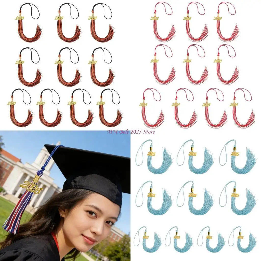 49ME 2026 Graduation Cap Accessory Tassels Replacement Set of 10 for Ceremonial Use Easy Installation Hat Charm Decoration