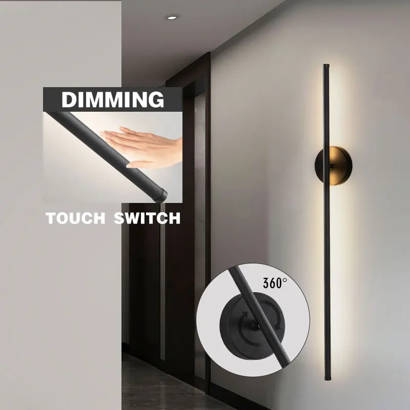 Imagem -05 - Lâmpada de Parede Led Regulável com Interruptor de Toque Luzes de Parede para Quarto Corrediça Cabeceira Lâmpada Moderna 360 ° Rotatable Led Wall Lighting