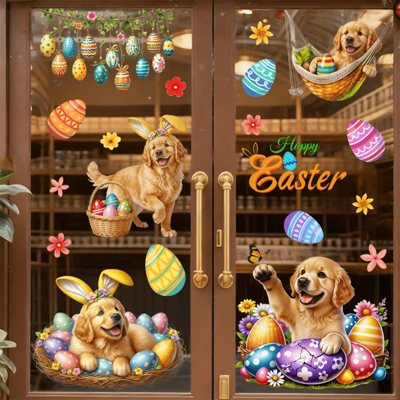 3pcs Easter Window Sticker,suitable for cabinet,glass doors,windows and wall decor,holiday decoration,freely DIY combinable