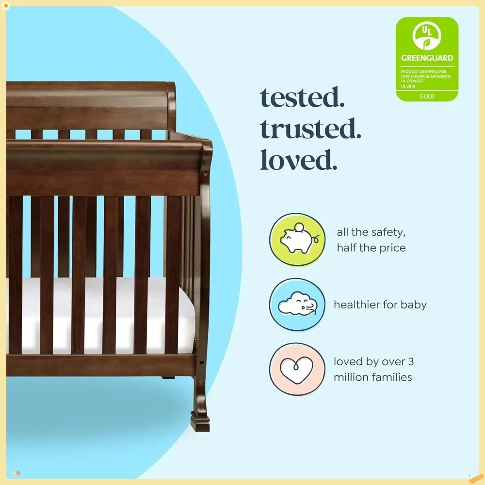 4-in-1 Convertible Baby Crib with Wooden Toddler Bed, Daybed & Full-Size Bed Conversion - Easy to Assemble