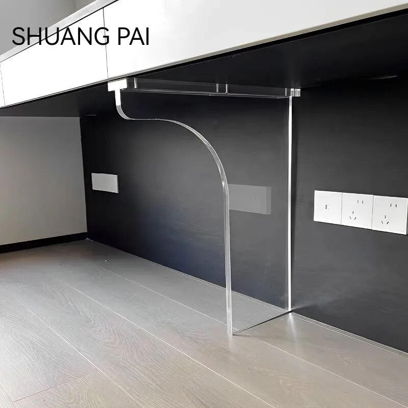 Transparent acrylic table legs curved suspended desk legs support T-shaped table feet