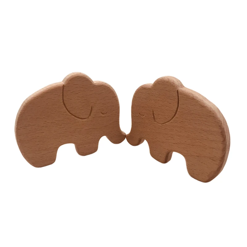 ABCPICK 10pcs Wooden Teether Animals Beech Teething Grasping Wooden Animal Toy Rodent Baby Teether Pendant DIY Pacifier Chain