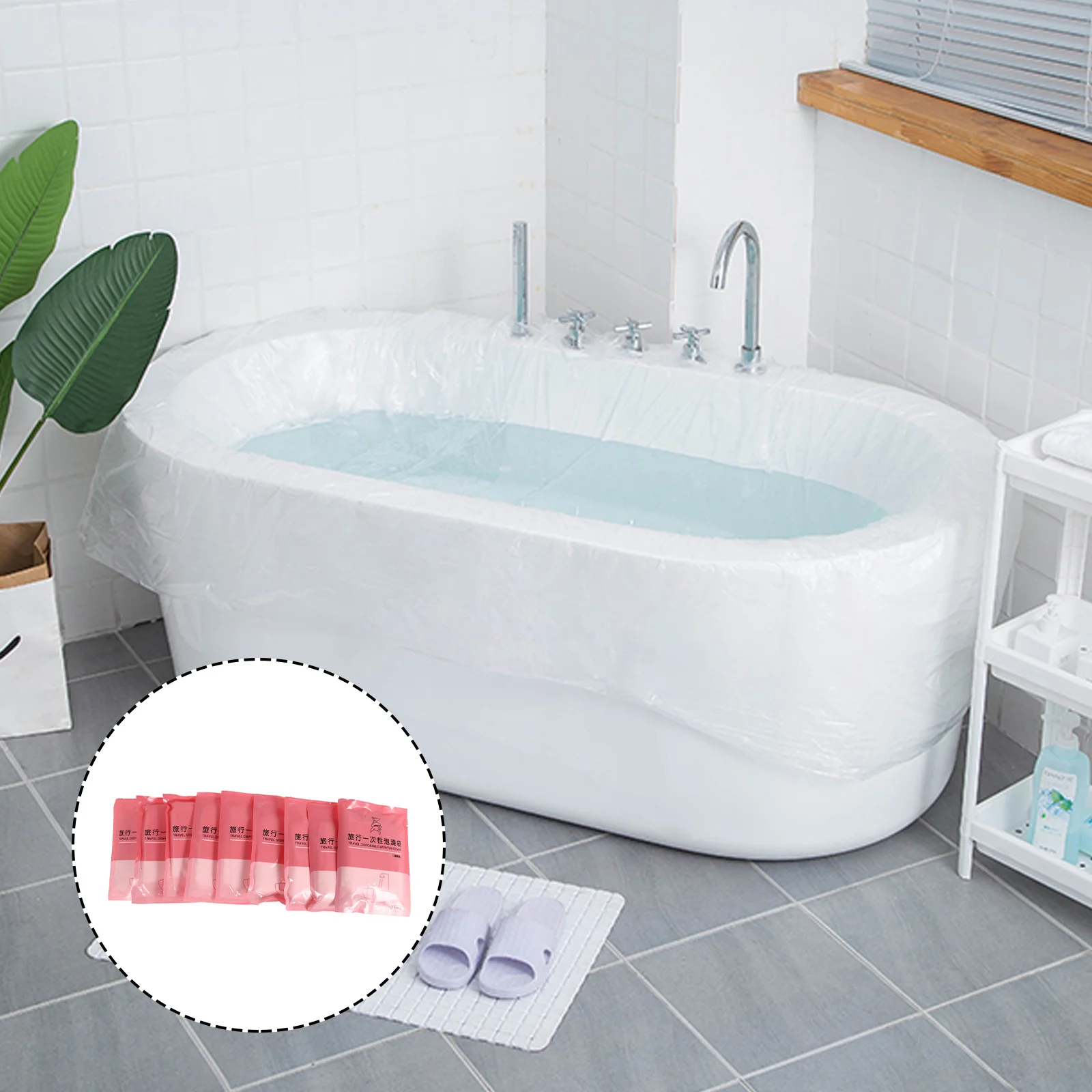 

10Pcs Premium Disposable Bathtub Covers Strong Tear Resistant Material Foldable Lightweight Ideal for Hotel Bathroom Guest Use