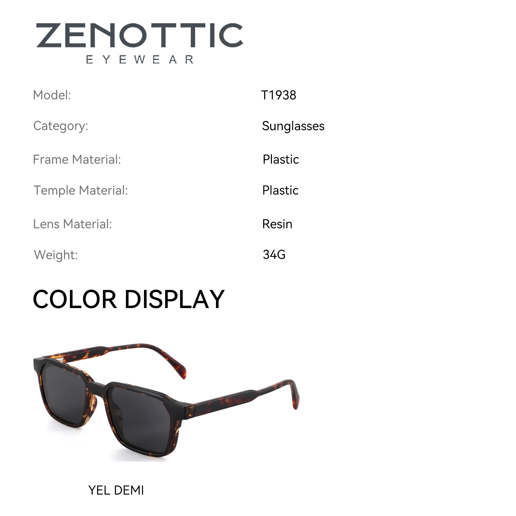 ZENOTTIC Men L Size Rectangle Acetate Detachable Clip On Blue Light Blocking Prescription Glasses for Driving Commute