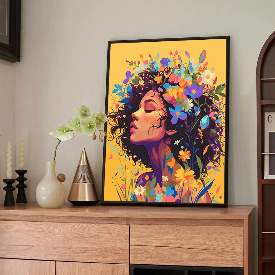SDOYUNO Malen nach Zahlen, komplettes Set, Blumenhaar, abstraktes Mädchen, Waldserie, Aquarell, digitale Gemälde auf Zahlen, Wandkunst