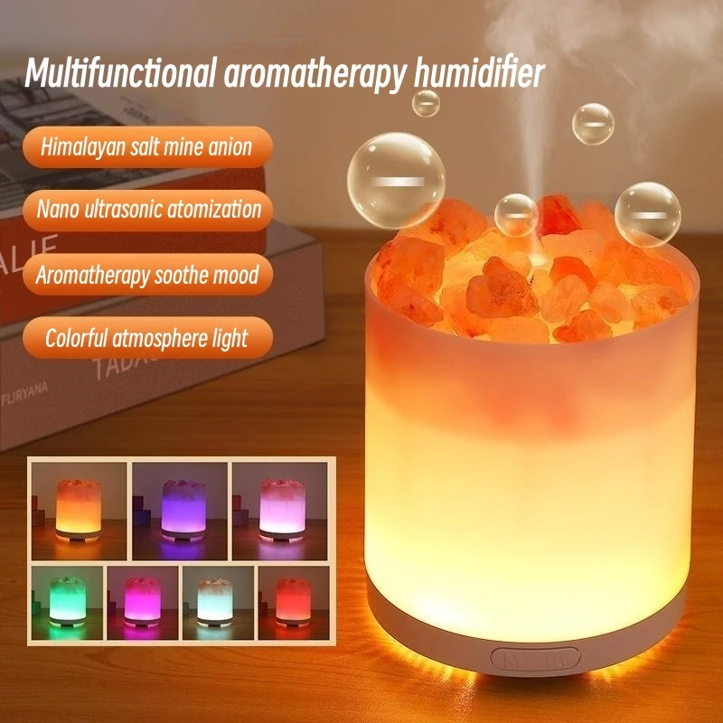 

Crystal Salt Stone Aromatherapy Essential Oil Diffuser USB Air Humidifier with Colorful Night Light Negative Ion Aroma Diffuser