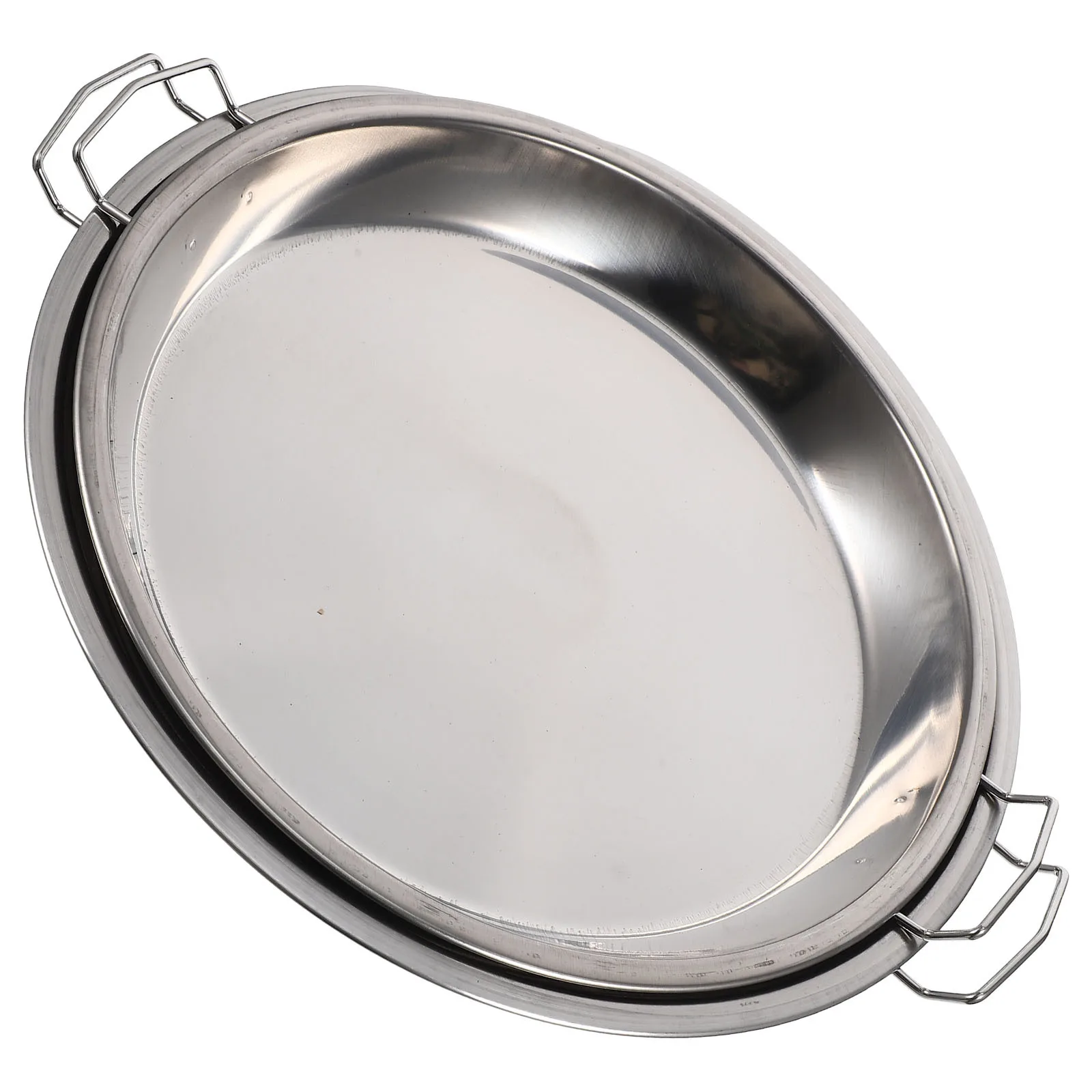 

2pcs Stainless Steel Round Steaming Fish Plate Multi-Function Kitchen Serving Tray For Home Restaurant Use Heat-Resistant Food