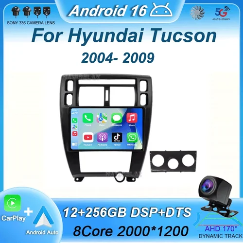 Imagen 1 del producto Android 15 para Hyundai Tucson 2004 2005 2006 2007 2008 2009 Radio de coche reproductor de vídeo estéreo Multimedia navegación GPS Carplay Auto