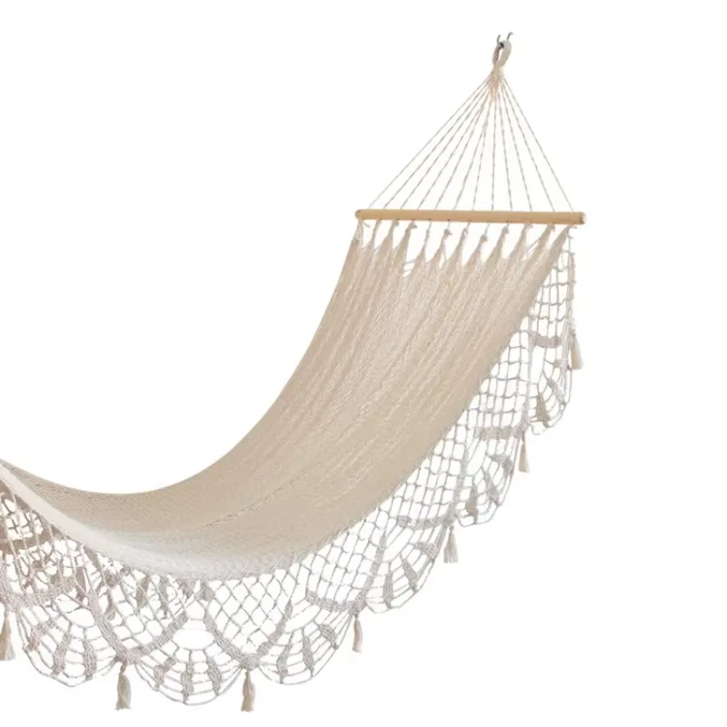 Hammock with horse strap hanging with fringed hammock