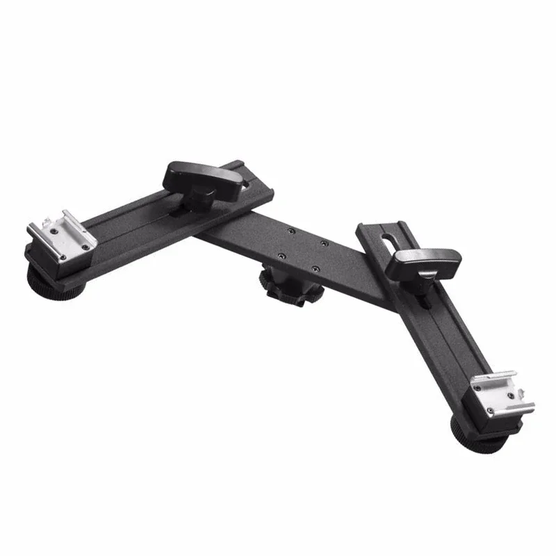 Dual Hot Shoe Bracket Mount Holder, Twin Speed Light Flash, Fit para DSLR, Câmeras SLR, Foto, Vídeo, Fotografia Acessórios, 13"