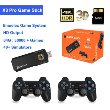 X8 Pro 64G 30000+ games 4K game stick 3D HD TV Retro Video Game Console Wireless Controller 40+ Simulators for PSP/PS1