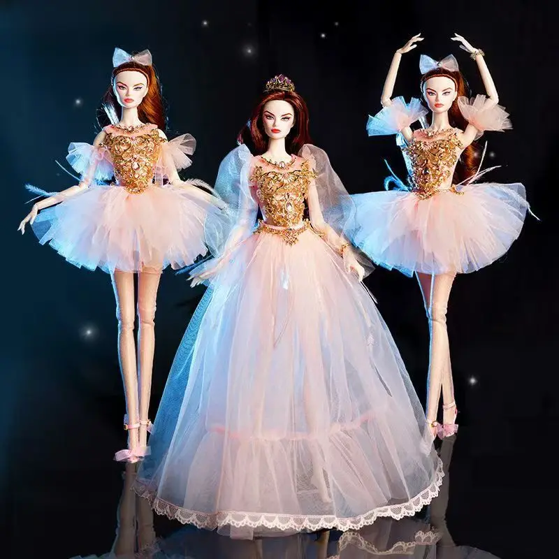 1/6 32cm FR Supermodel Doll Clothes Suit Luxury Haute Couture Fairy White Pink Skirt Series Accessories Set Gifts Princess Dress