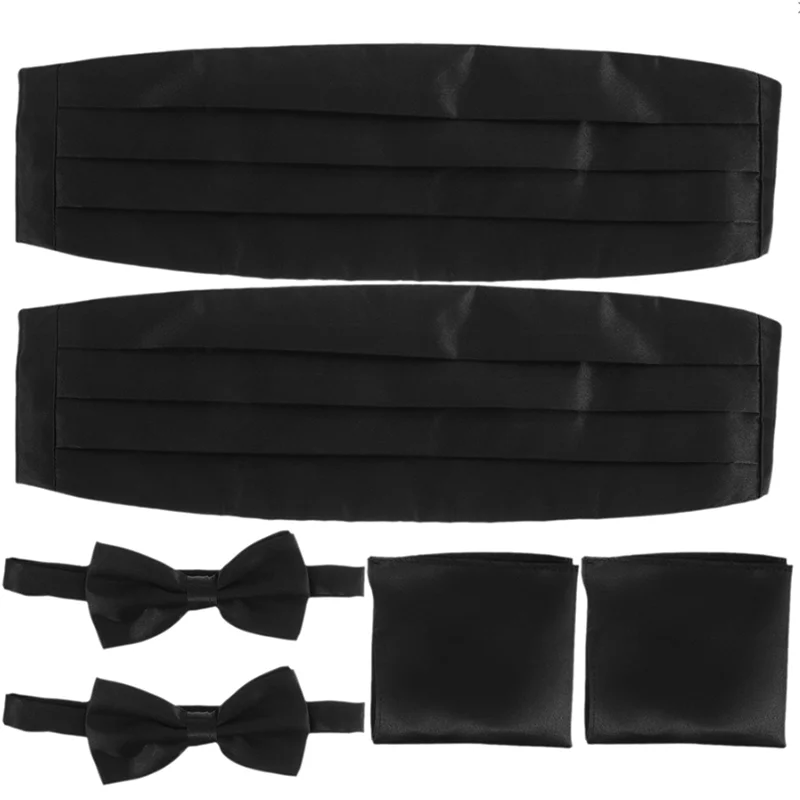 

Набор из 6 предметов: мужской галстук-бабочка, поясной ремень, галстук-бабочка с галстуком-бабочкой, аксессуары для официальной одежды, готовый черный комплект для смокинга для особых случаев