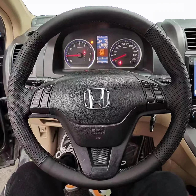 

For Honda CR-V CRV 2007 2008 2009 2010 2011 Manual Sewing Car Steering Wheel Covers Microfiber Leather Car Interior Accessories