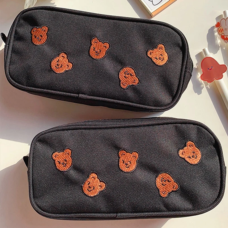 1 قطعة Kawaii الدب التطريز قماش حقيبة أقلام رصاص القلم حافظة أطفال هدية مستحضرات التجميل القرطاسية لوازم الطلاب #4