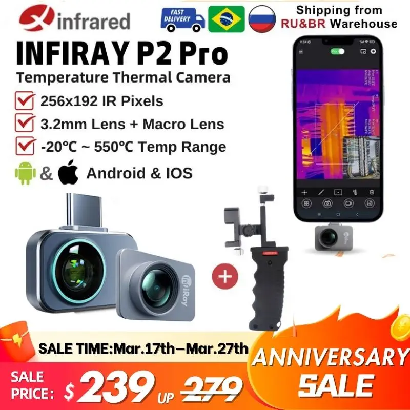 InfiRay Thermal Camera P2 PRO Floor Heating HVAC Scientific Reseach Circuit Detect Infrared Thermal Imager For Android Phone P2p