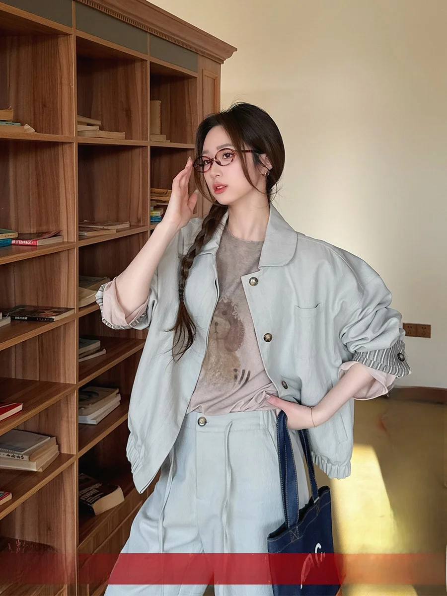 

Loose Casual round Ne Jaet Brand Spring Summer 7REREK Handpied Store DEARSOCUTE Women's ort Outerwear