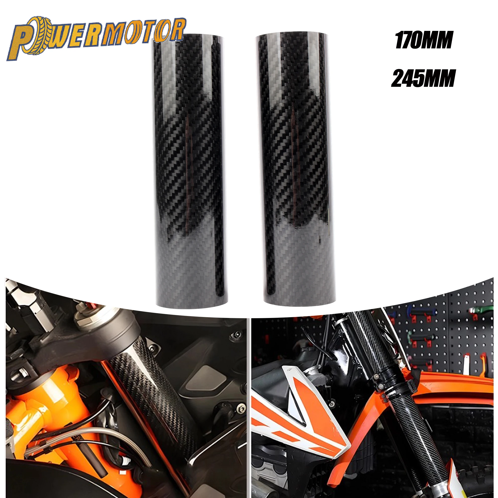 170MM 245MM Carbon Fiber Motorrad Gabel Shock Schutzfolie Für Husqvarna KTM Kawasaki Suzuki Honda Universal Enduro